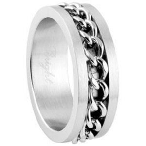7mm - Chain Link Ring - Top Quality Steel Motorcycle Gothic Biker Band